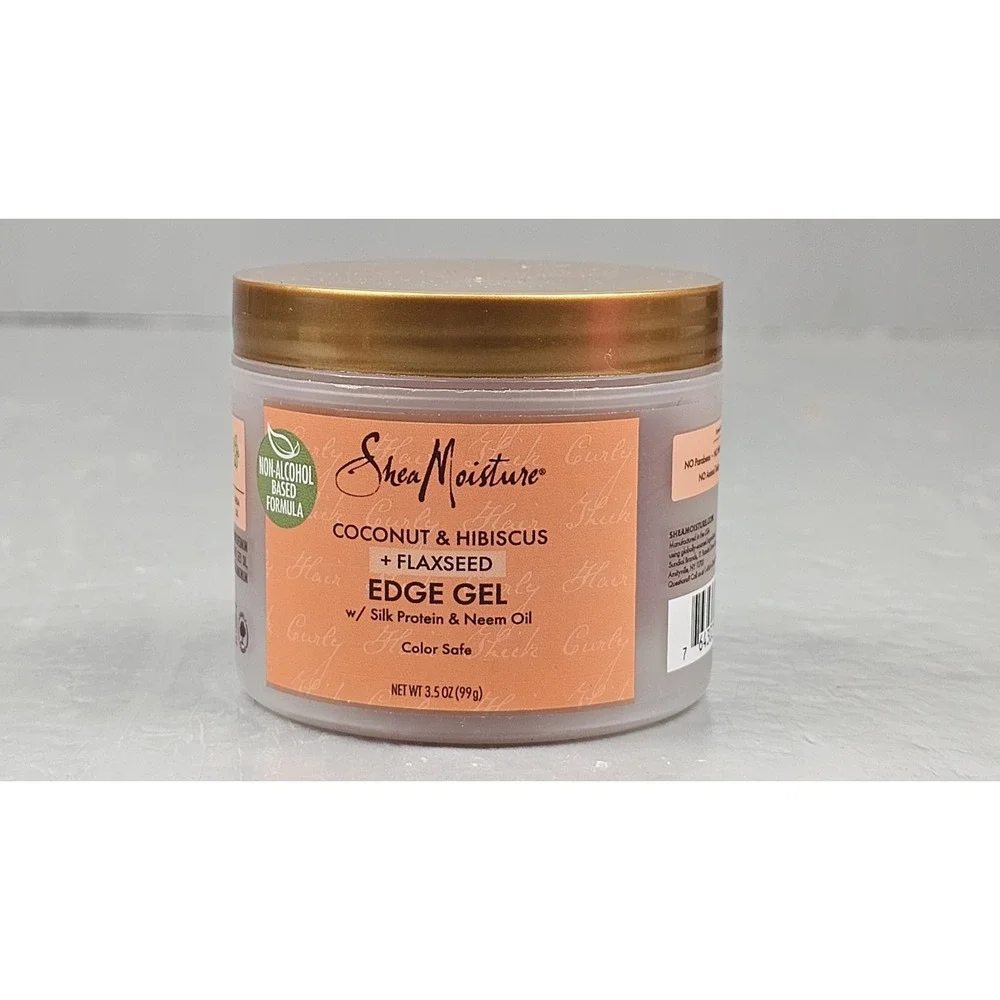 2 Pack Shea Moisture Styling Gel 15oz & Edge Gel 3.5oz Flaxseed Coconut Hibiscus